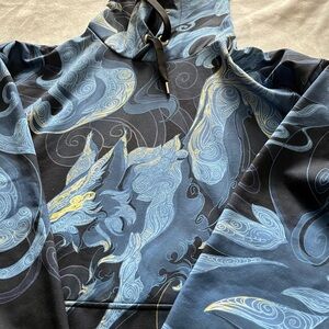Manga Blue and Black Wolf Hoodie